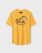 Yellow Unisex Cotton Regular Fit Printed Round Neck T-Shirt