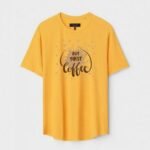 Yellow Unisex DOT KNIT Regular Fit Printed Round Neck T-Shirt