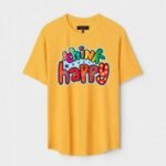 Yellow Unisex Cotton Regular Fit Printed Round Neck T-Shirt