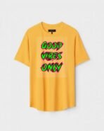 Yellow Unisex Cotton Regular Fit Printed Round Neck T-Shirt