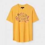Yellow Unisex Cotton Regular Fit Printed Round Neck T-Shirt