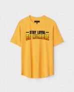 Yellow Unisex DOT KNIT Regular Fit Printed Round Neck T-Shirt