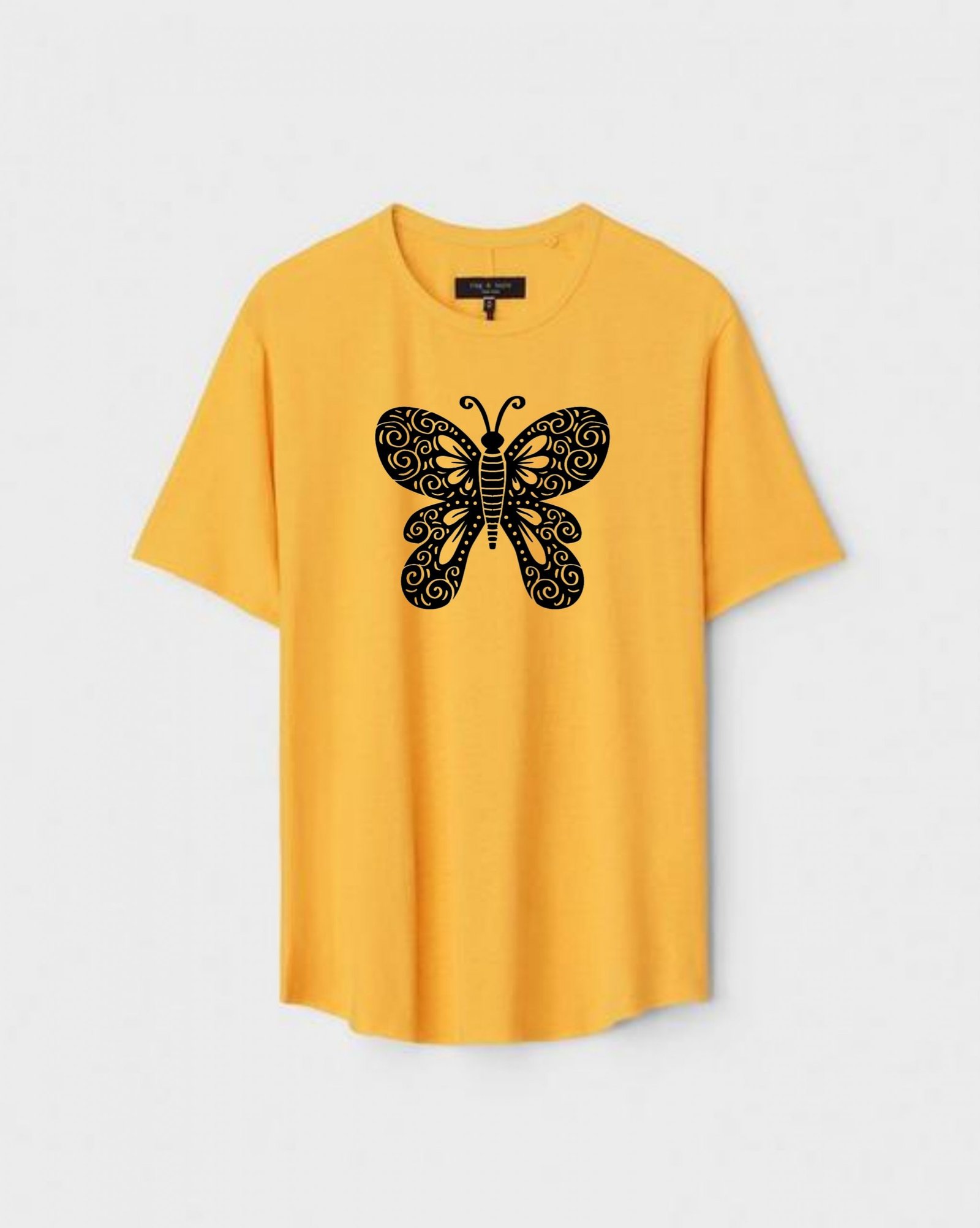 YLW-CTN-Q-002-scaled-1.jpg Yellow Unisex DOT KNIT Regular Fit Printed Round Neck T-Shirt - Image 1