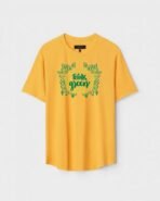 Yellow Unisex Cotton Regular Fit Printed Round Neck T-Shirt