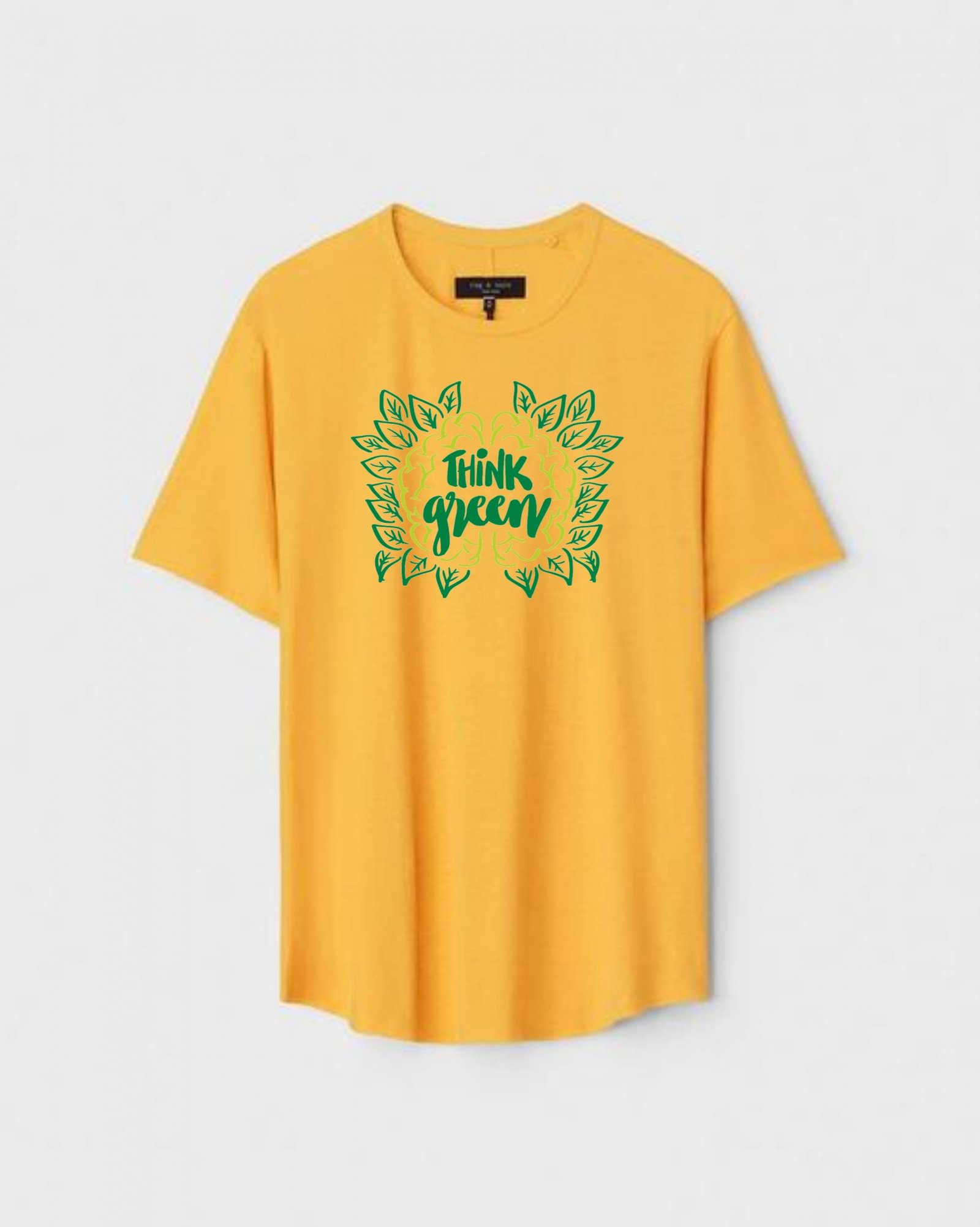 YLW-CTN-Q-004-scaled-1.jpg Yellow Unisex Cotton Regular Fit Printed Round Neck T-Shirt - Image 1