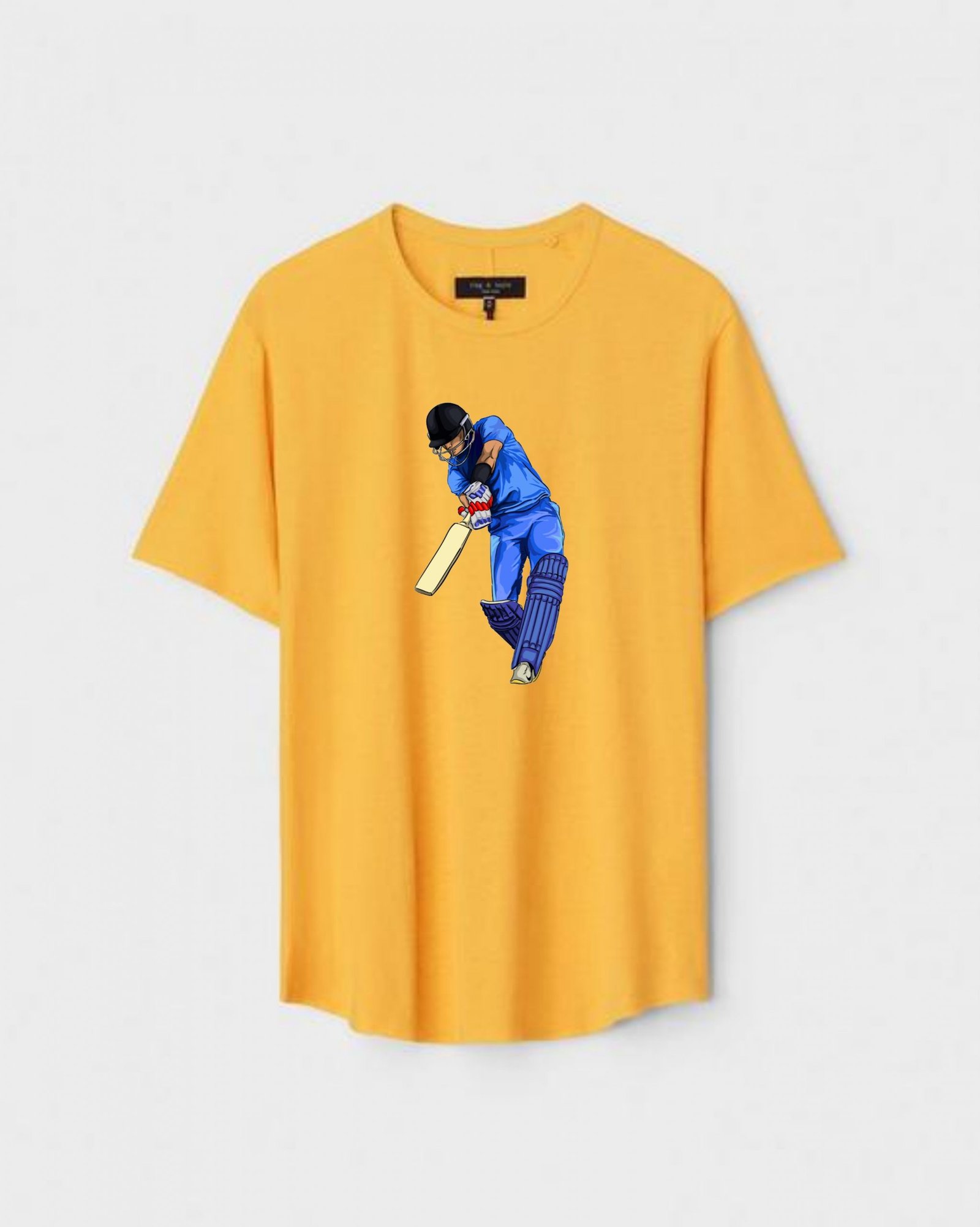 YLW-CTN-Q-007-scaled-1.jpg Yellow Unisex Cotton Regular Fit Printed Round Neck T-Shirt - Image 1