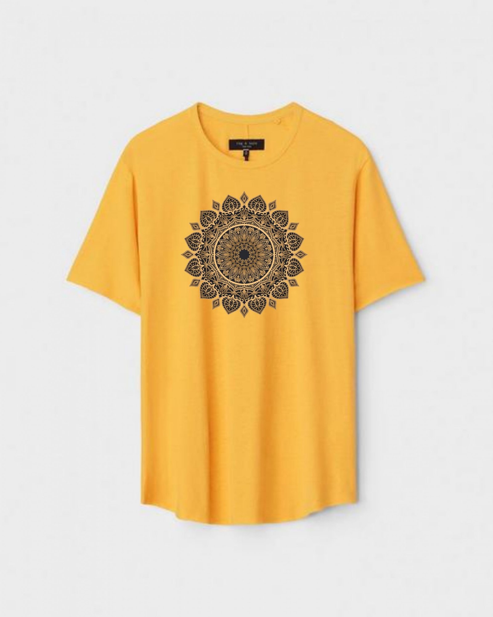 YLW-CTN-R-002-scaled-1.jpg Yellow Unisex Cotton Regular Fit Printed Round Neck T-Shirt - Image 1