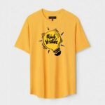 Yellow Unisex Cotton Regular Fit Printed Round Neck T-Shirt
