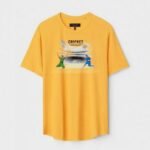 Yellow Unisex Cotton Regular Fit Printed Round Neck T-Shirt