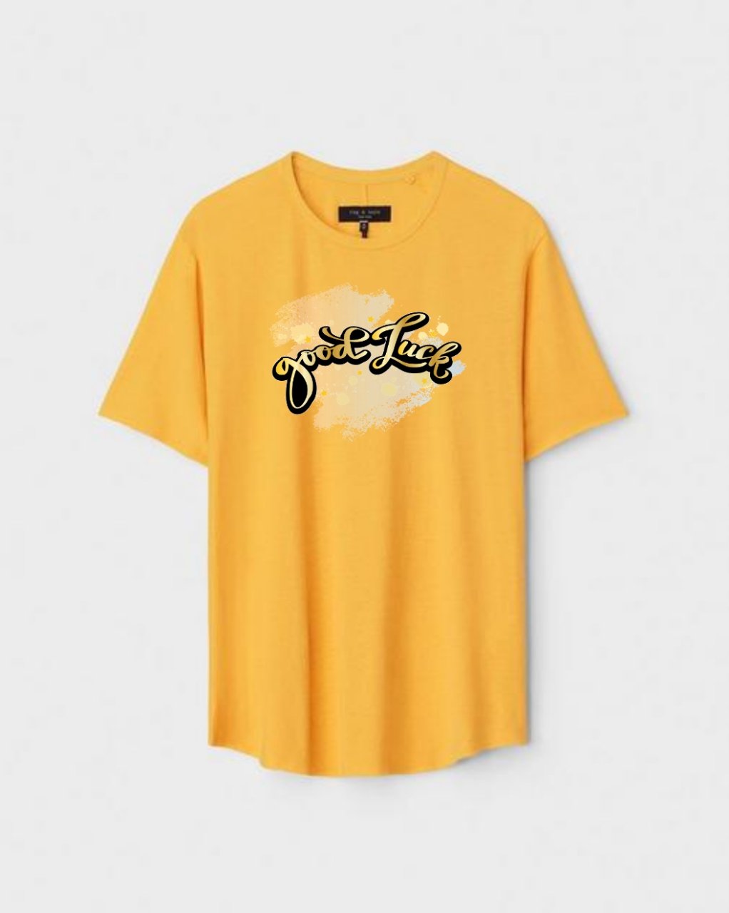YLW-CTN-R-009.jpg Yellow Unisex DOT KNIT Regular Fit Printed Round Neck T-Shirt - Image 1