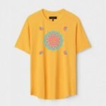 Yellow Unisex DOT KNIT Regular Fit Printed Round Neck T-Shirt