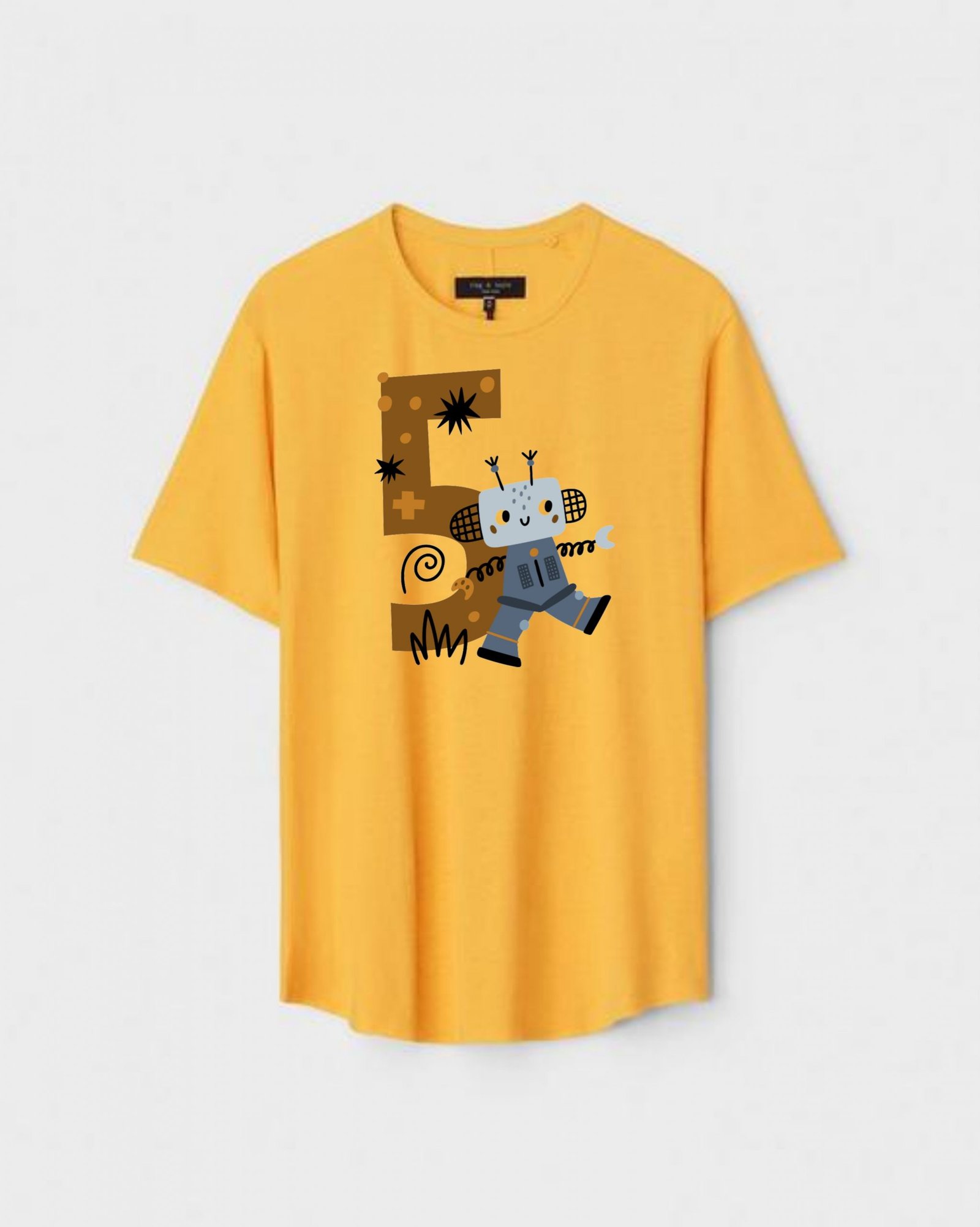 YLW-CTN-S-009-scaled-1.jpg Yellow Unisex Cotton Regular Fit Printed Round Neck T-Shirt - Image 1