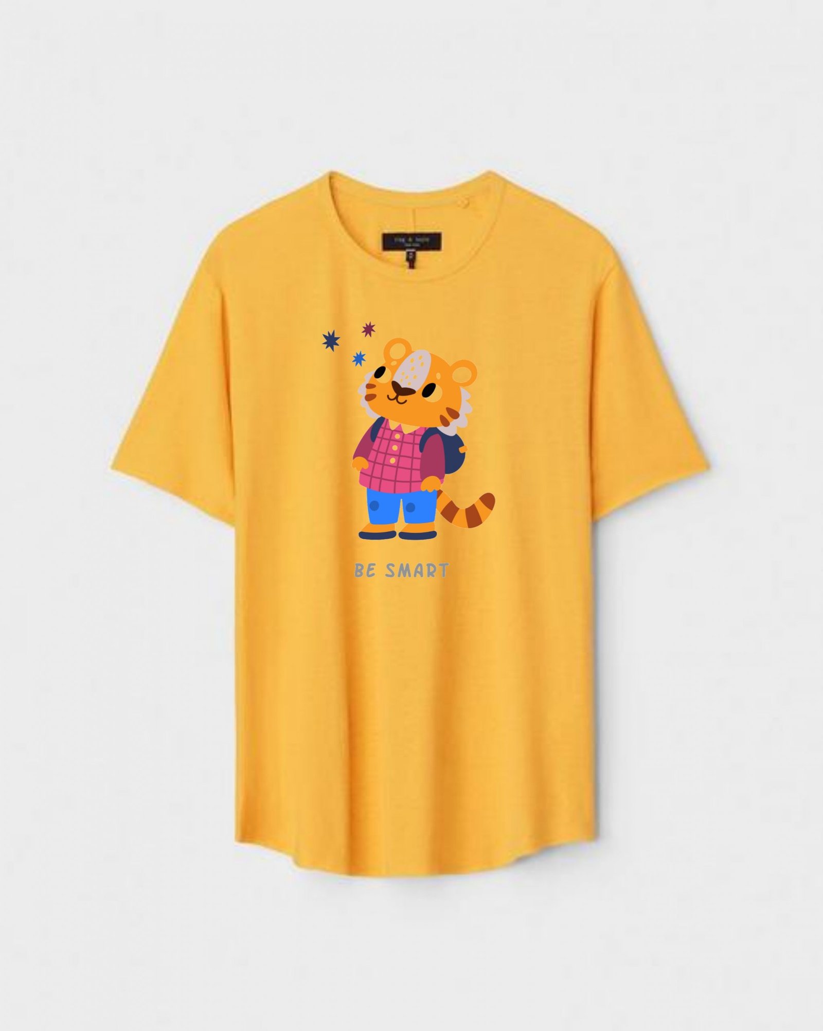 YLW-CTN-T-007-scaled-1.jpg Yellow Unisex DOT KNIT Regular Fit Printed Round Neck T-Shirt - Image 1