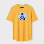 Yellow Unisex DOT KNIT Regular Fit Printed Round Neck T-Shirt