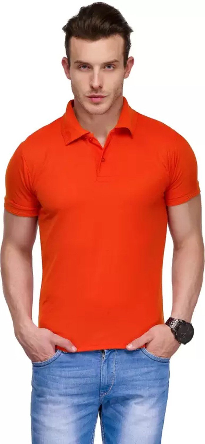xxl-tshirt-polo-orange-allcarty-original-imaffh8s4qzbzszw.jpeg One-H Men's Polo Neck Short Sleeve Casual Tshirt Orange color (Pack of 1) - Image 1