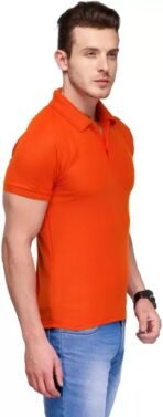 One-H Men's Polo Neck Short Sleeve Casual Tshirt Orange color (Pack of 1) - Image 3